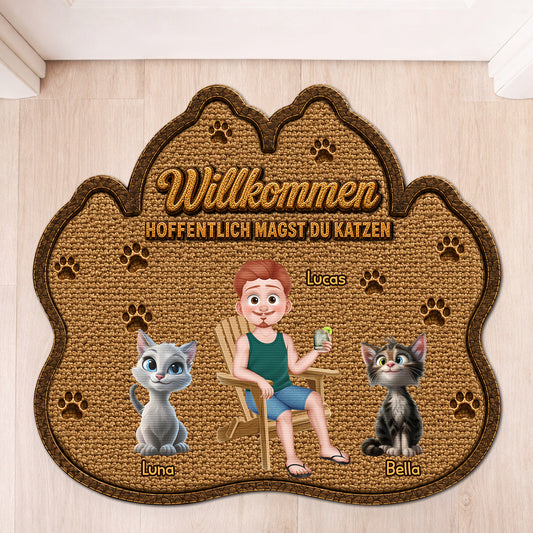 8616AGE1 hoffentlich magst du tierhaare personalisierte geschenke katze fussmatte unregelmassige form 8616adayrd