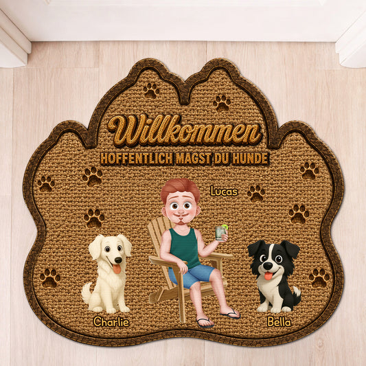 8616AGE1 hoffentlich magst du tierhaare personalisiertes hunde geschenk fussmatte unregelmassige form 8616adayrc