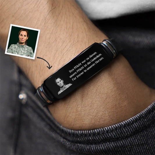 8695JGE1 ihre pflicht war zu dienen unsere pflicht ist das gedenken personalisierte trauergeschenke armband mit foto_ 8695jtv5b_2