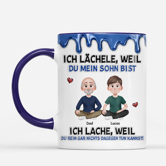 8740MGE2 3d druck effekt ich lachele weil du mein sohn bist personalisiertes geschenk tasse sohn tochter blau 8740mtpla