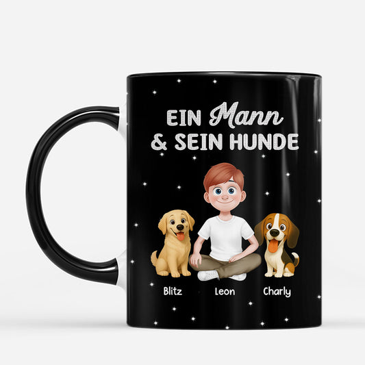 8756MGE1 ein mann sein hund glitzer personalisiertes hunde geschenk tasse 8756m6psc