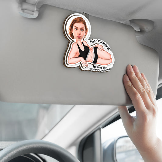 8764GGE2 fahr vorsichtig personalisierte geschenke foto auto visier clip ehemann freund paar 8764g8hzb