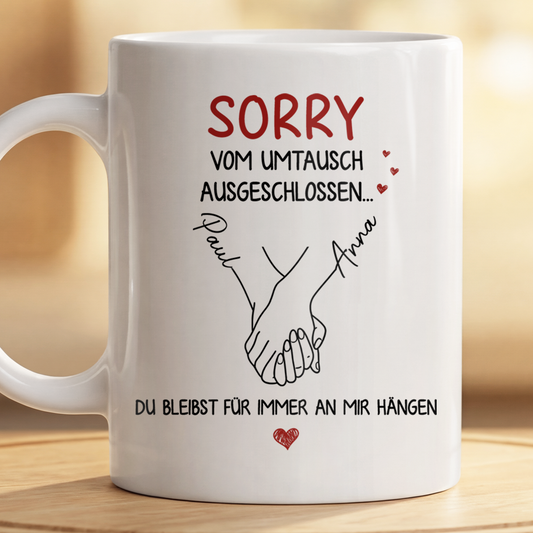 8767MGE2 vom umtausch ausgeschlossen personalisierte paar geschenke tassen mit namen 8767mchcg