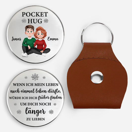 8785AGE1 wenn ich mein leben noch einmal leben durfte pocket hug schlusselanhanger personalisiert paar blumen 8785aj8lng
