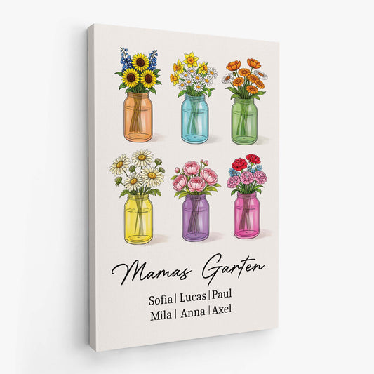 8814CGE2 mamas garten personalisierte leinwand mama oma blumenstrauss einmachglas 8814calca