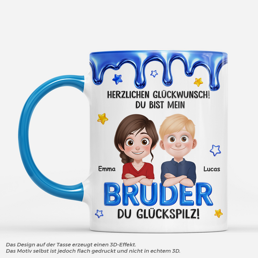 8889MGE1 herzlichen gluckwunsch du bist mein bruder personalisiertes geschenk tasse bruder schwester geschiwster 8889msfzb