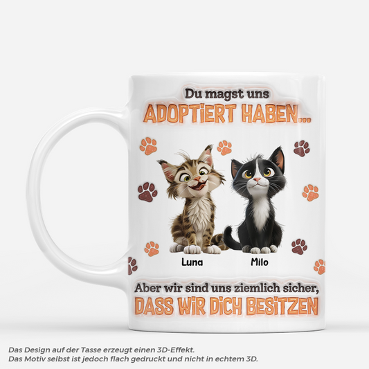 8896MGE1 3d druck effekt du hast mich zwar adoptiert aber eigentlich bin ich hier der boss personalisierte geschenke katze tasse 8896msczd