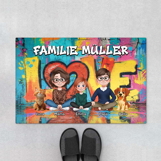 8926DGE1 liebe streetart personalisierte geschenke familie fussmatte 8926d3vmf_1