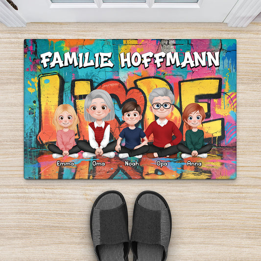 8926DGE1 liebe streetart personalisierte geschenke familie fussmatte 8926d3vmf_2