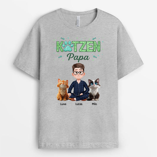 8930AGE2 katzenmama katzenpapa glitzer personalisierte geschenke katze t shirt 8930a3dld