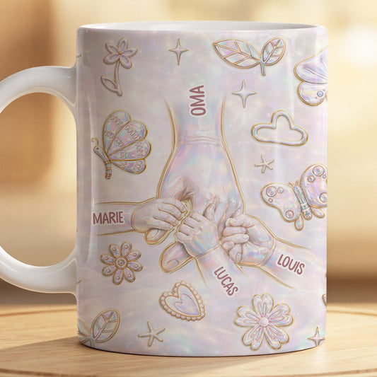 8937MGE2 3d druck effekt hand in hand personalisiertes geschenk oma mama tasse holografie 8937m3qza