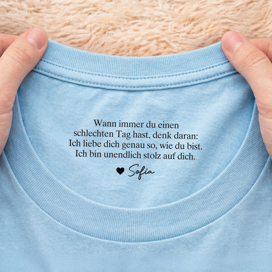 8954AGE2 du hast immer mich personalisiertes geschenk weisses t shirt nackenlabel drucken manner frauen 8954aaseca