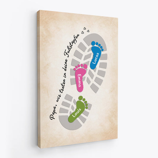 9088CGE2 ich trete in deine fussstapfen personalisiertes geschenk leinwand papa opa fussabdruck 9088cnpwb