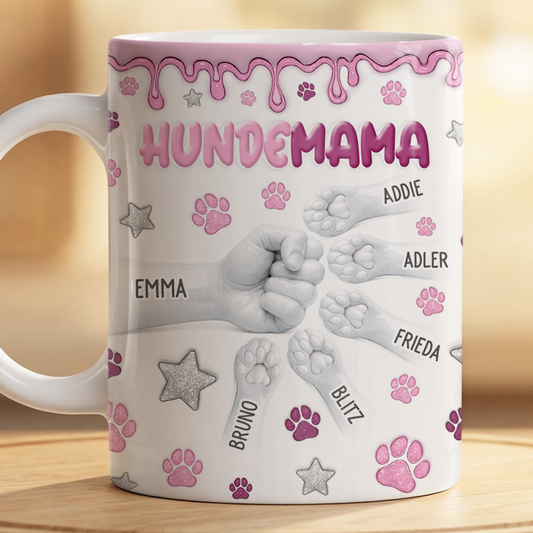 9130MGE2 3d druck effekt faustgruss pfoten personalisiertes hunde geschenk tasse 9130m6hnc