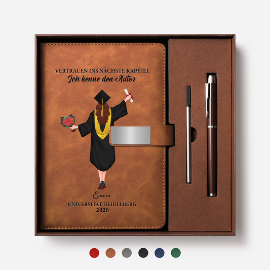 9157MGE1 vertrauen ins nachste kapitel ich kenne den autor personalisierte geschenke abschluss notizbuch mit stift 9157mo30e5a