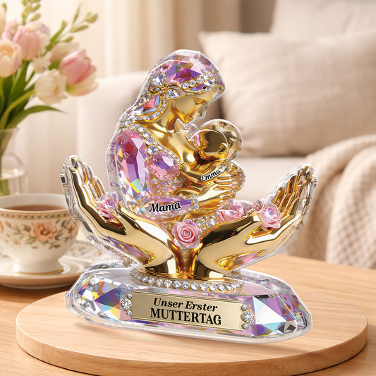 9201AGE2 unser erster muttertag personalisiertes geschenk fur frischgebackene mama acryl aufsteller 9201arapla