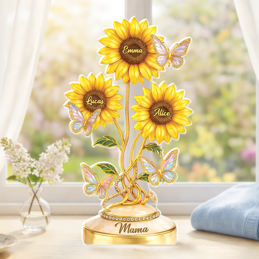 9218AGE1 3d druck effekt sonnenblumen schmetterlinge personalisiertes geschenk acryl aufsteller mama oma 9218arafpa