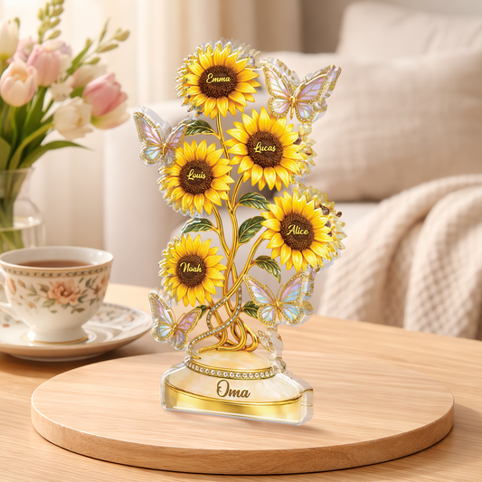 9218AGE2 3d druck effekt sonnenblumen schmetterlinge personalisiertes geschenk acryl aufsteller mama oma 9218arafpa