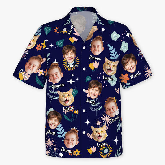 9240AGE1 hawaiihemd mit mehreren gesichtern blumen personalisierte geschenke foto hawaiihemd frauen manner 9240aa6yca