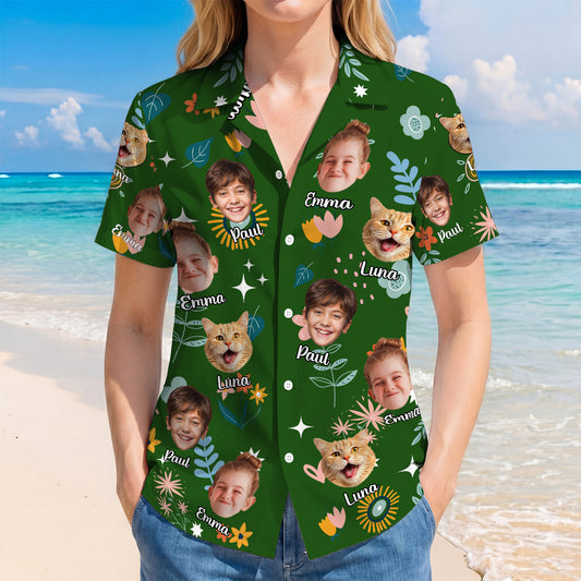 9240AGE2 hawaiihemd mit mehreren gesichtern blumen personalisierte geschenke foto hawaiihemd frauen manner 9240aa6yca