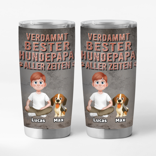9249TGE1 3d druck effekt verdammt bester hundepapa aller zeiten personalisiertes hunde geschenk thermobecher 590 ml 9249tte1c
