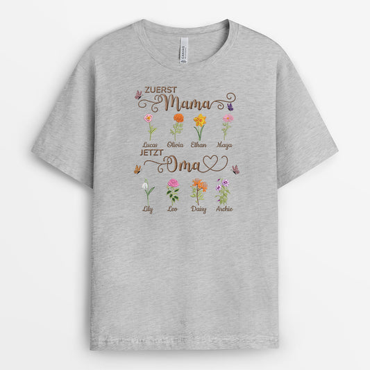 9266AGE2 zuerst mama jetzt oma personalisierte geschenke fur frauen t shirt blumen schmetterlinge 9266a8fka