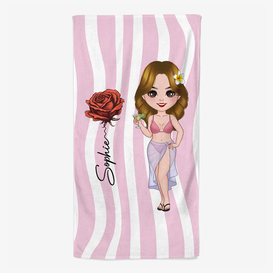 9268BGE1 frau am strand bikini personalisierte geschenke fur frauen strandtuch 9268bspza