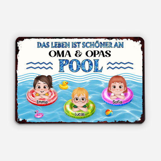 9275EGE1 das leben ist schoner an oma opas pool personalisiertes geschenk turschild oma opa mama papa sommer 9275e8ysa