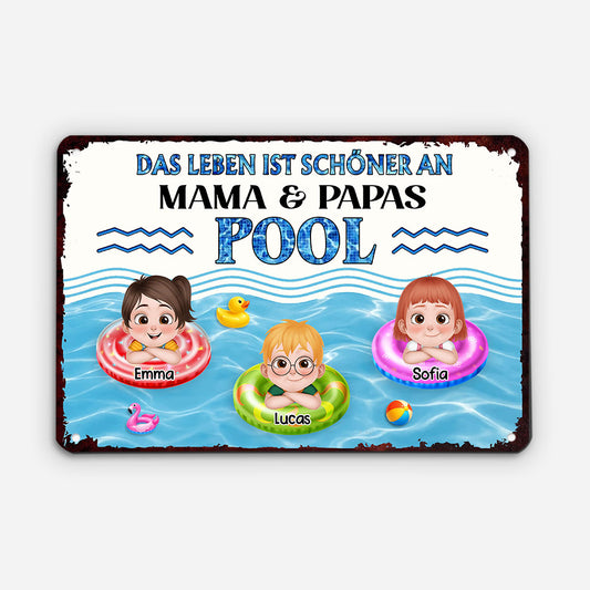 9275EGE2 das leben ist schoner an oma opas pool personalisiertes geschenk turschild oma opa mama papa sommer 9275e8ysa