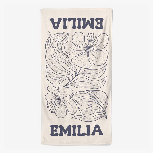 9279BGE1 blume _ name personalisiertes geschenk strandtuch 9279bavca_2