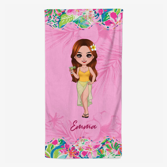 9280BGE1 frau am strand bikini personalisierte geschenke fur frauen strandtuch tropical 9280bndna