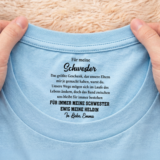 fur immer mein bruder ewig mein held personalisiertes geschenk weisses t shirt nackenlabel drucken bruder schwester 9255aacfpb