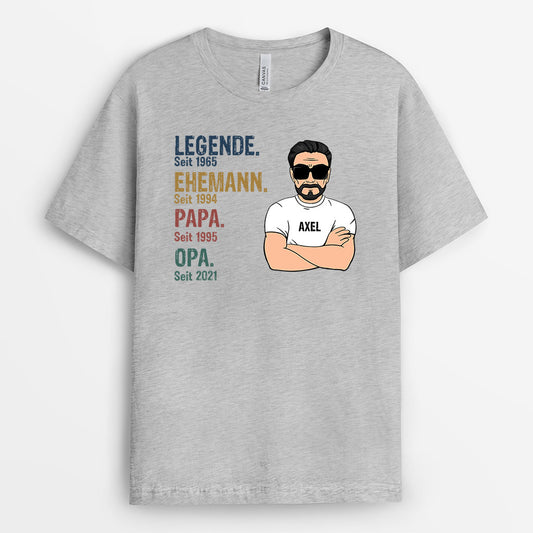 0004A040BGE1 personalisierte geschenke T Shirt legende opa papa