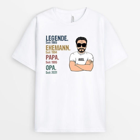 0004A040BGE2 personalisierte geschenke T Shirt legende opa papa
