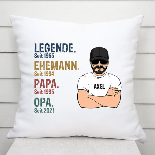 0004P040BGE1 personalisierte geschenke Kissen legende opa papa