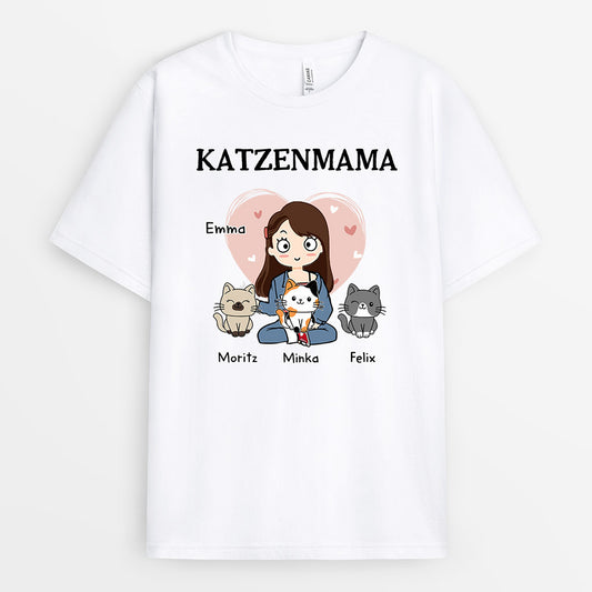0011A010DGE3 personalisierte geschenke T Shirt katzen oma mama