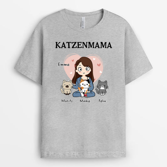 0011A010DGE4 personalisierte geschenke T Shirt katzen oma mama