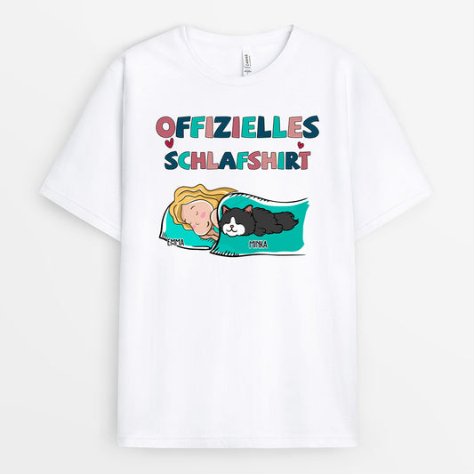 0091A010DGE1 personalisierte T Shirt geschenke katzen katzenliebhaber schlafshirt