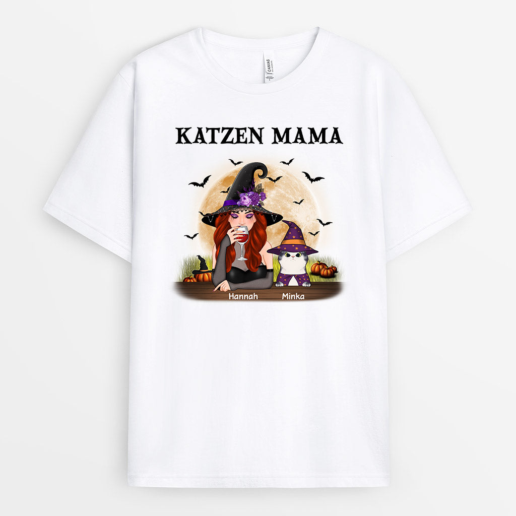 Katzen Mama - Personalisierte Geschenke | T-Shirt für Halloween