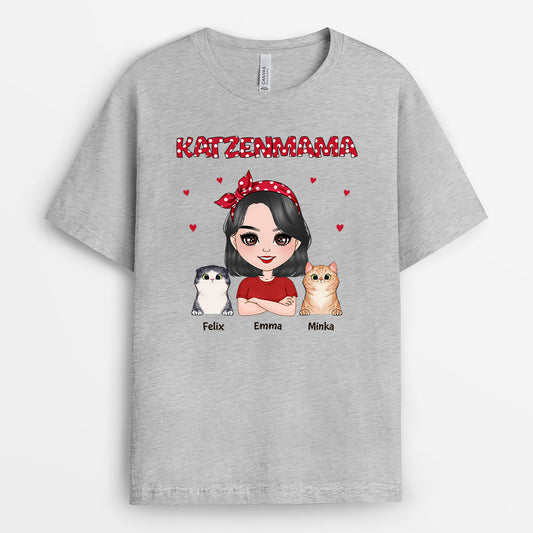0479AGE2 Personalisierte Geschenke T Shirt Katzen Katzenmama Katzenbesitzer
