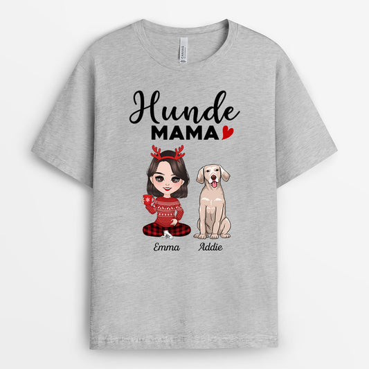 0575AGE1 Personalisierte Geschenke T Shirt Hunde Hundemama Hundebesitzer Weihnachten