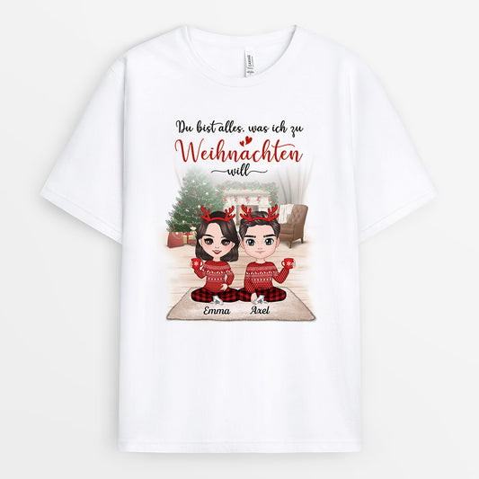 0580AGE1 Personalisierte Geschenke T Shirt Frau Mann Paare Parchen Weihnachten