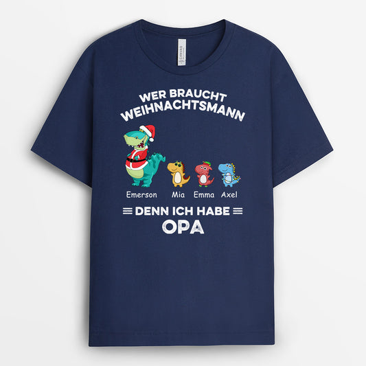 0583AGE1 Personalisierte Geschenke T Shirt Saurus Kinder Opa Papa Weihnachten