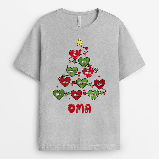0588AGE1 Personalisierte Geschenke T Shirt Kinder Herzen Mama Oma Weihnachten