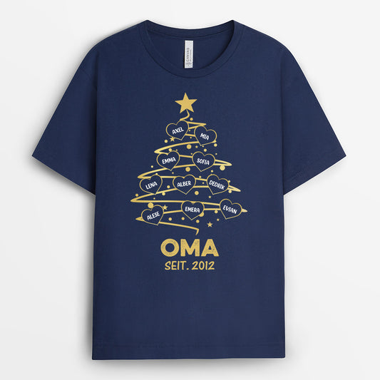 0589AGE1 Personalisierte Geschenke T Shirt Weihnachtsbaum Herzen Mama Oma Papa Opa Weihnachten