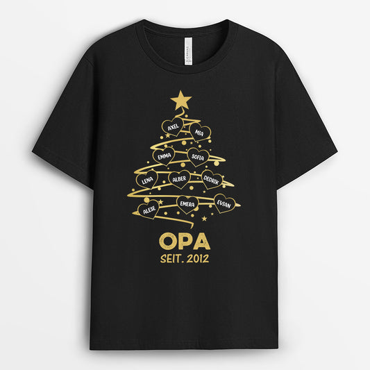 0589AGE2 Personalisierte Geschenke T Shirt Weihnachtsbaum Herzen Mama Oma Papa Opa Weihnachten