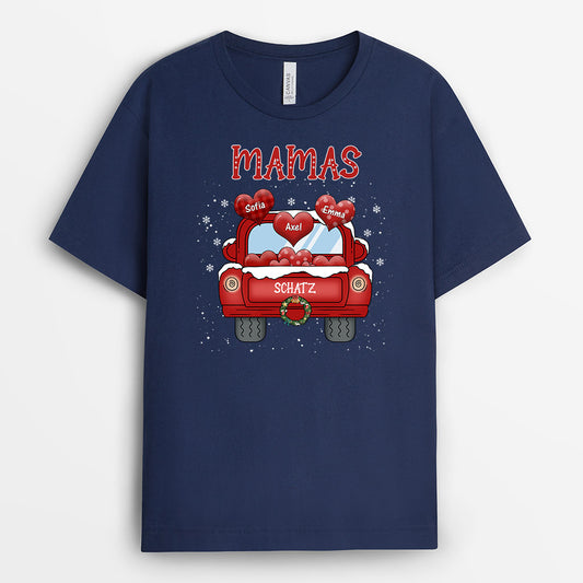 0598AGE2 Personalisierte Geschenke T Shirt Truck Herzen Mama Oma Weihnachten
