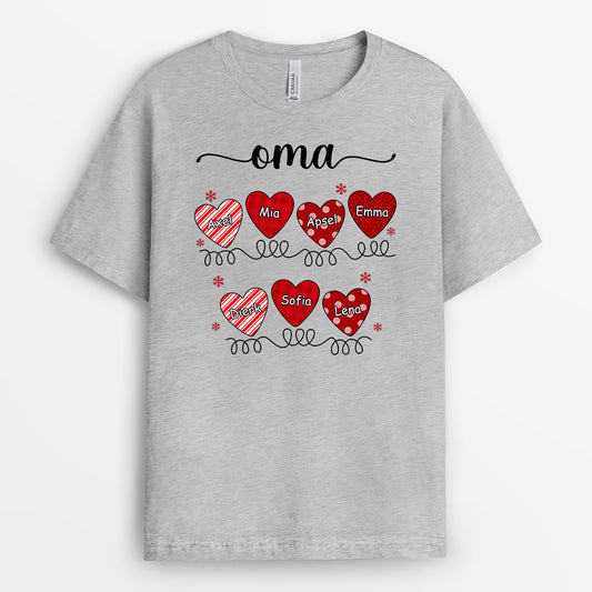0599AGE1 Personalisierte Geschenke T Shirt Herzen Mama Oma Weihnachten