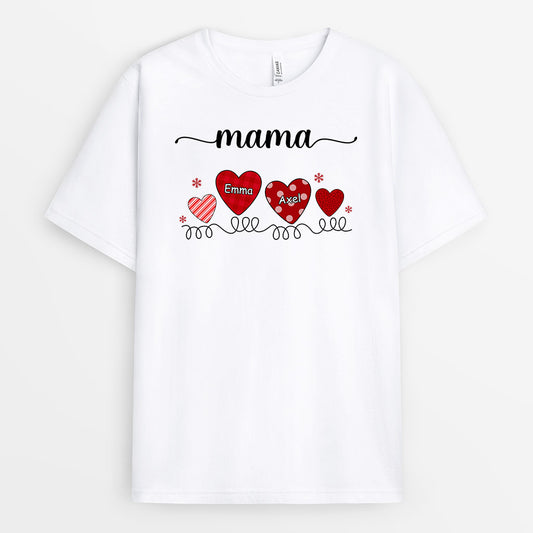 0599AGE2 Personalisierte Geschenke T Shirt Herzen Mama Oma Weihnachten