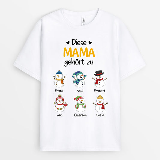 0624AGE2 Personalisierte Geschenke T Shirt Schneemanner Mama Oma Weihnachten
